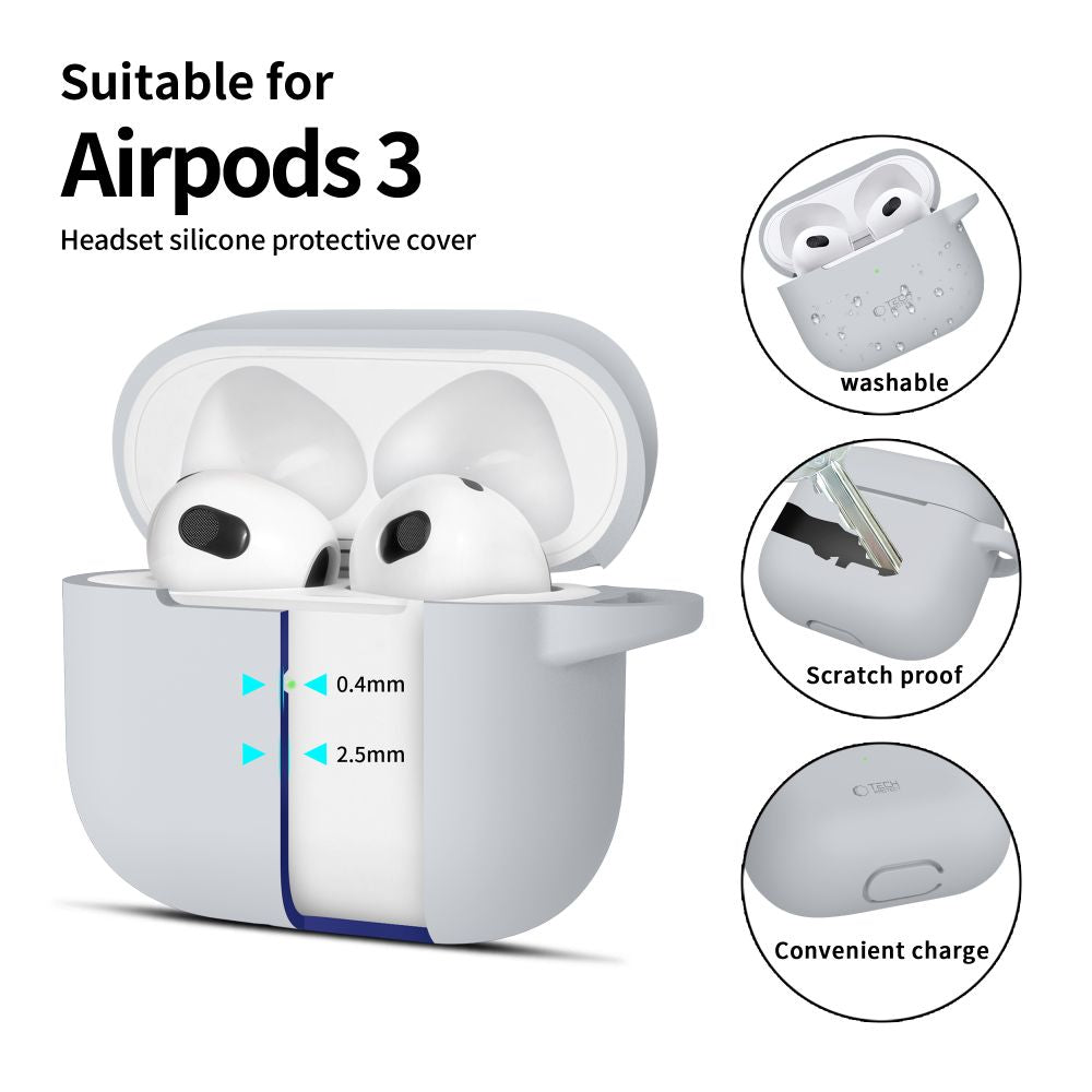 KRYT TECH-PROTECT SILICONE HOOK APPLE AIRPODS 3 CRAYON GREY