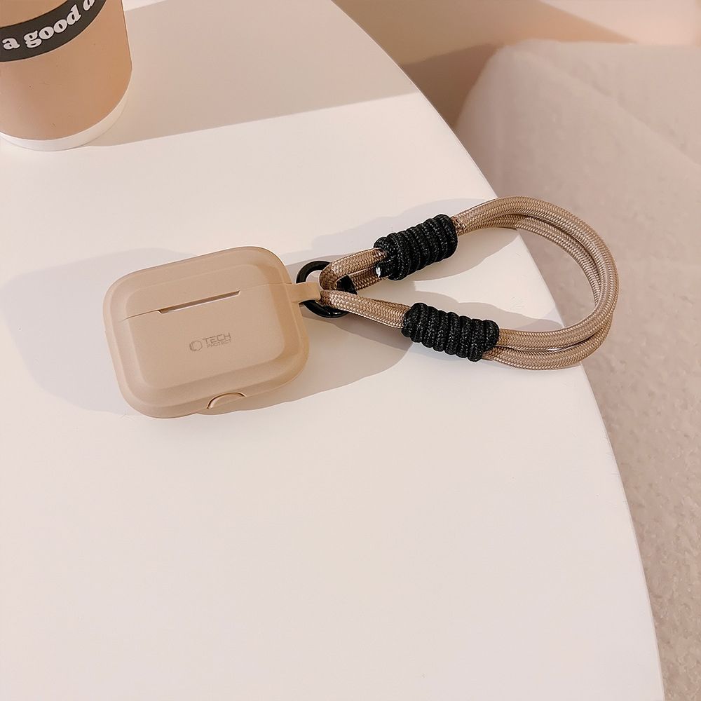 PUZDRO TECH-PROTECT SILICONE ROPE APPLE AIRPODS PRO 1 / 2 CAFE LATTE