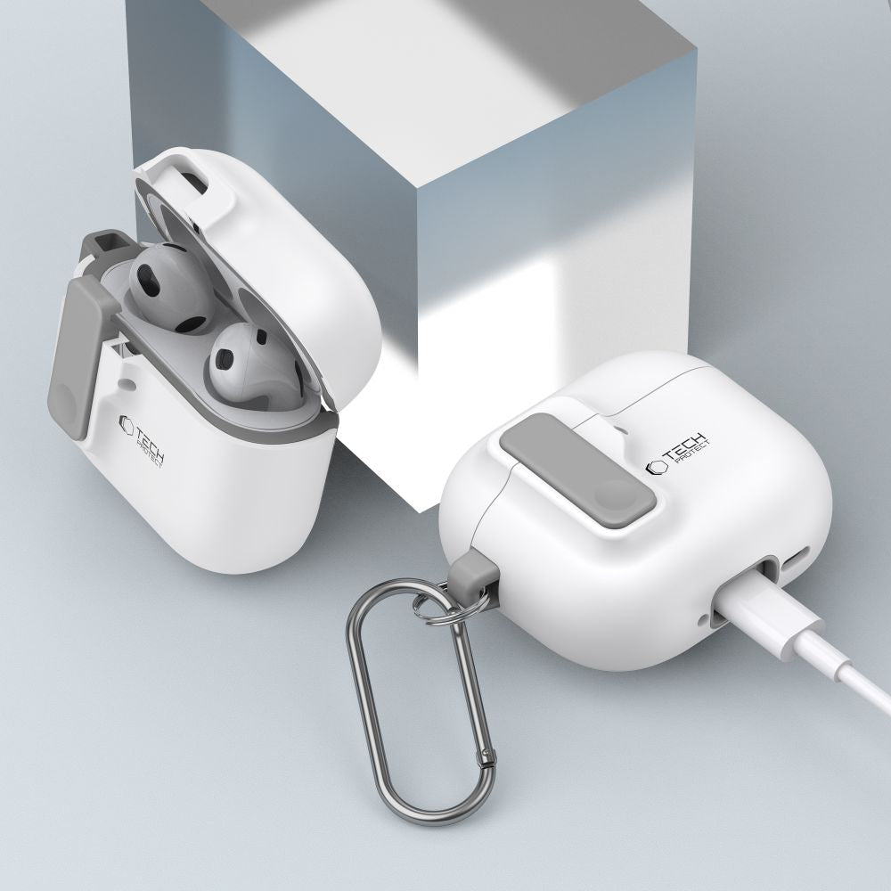 PUZDRO TECH-PROTECT SLIM HOOK APPLE AIRPODS 4 WHITE