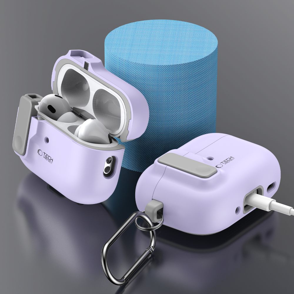 PUZDRO TECH-PROTECT SLIM HOOK APPLE AIRPODS PRO 1 / 2 LAVENDER