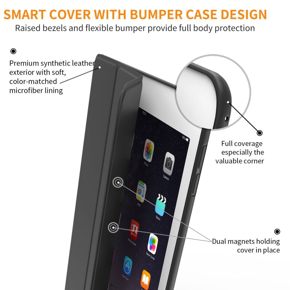 KRYT / OBAL PRE IPAD 9.7 5 / 6 / 2017-2018 TECH-PROTECT SMARTCASE BLACK