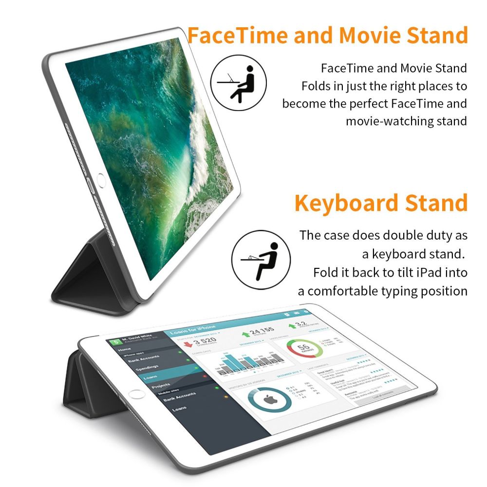 KRYT / OBAL PRE IPAD 9.7 5 / 6 / 2017-2018 TECH-PROTECT SMARTCASE BLACK