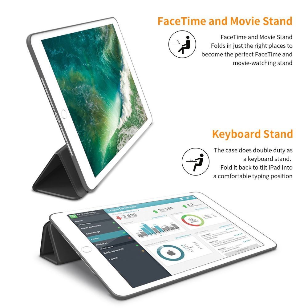 KRYT / OBAL PRE IPAD AIR 9.7 2 / 2014 TECH-PROTECT SMARTCASE BLACK