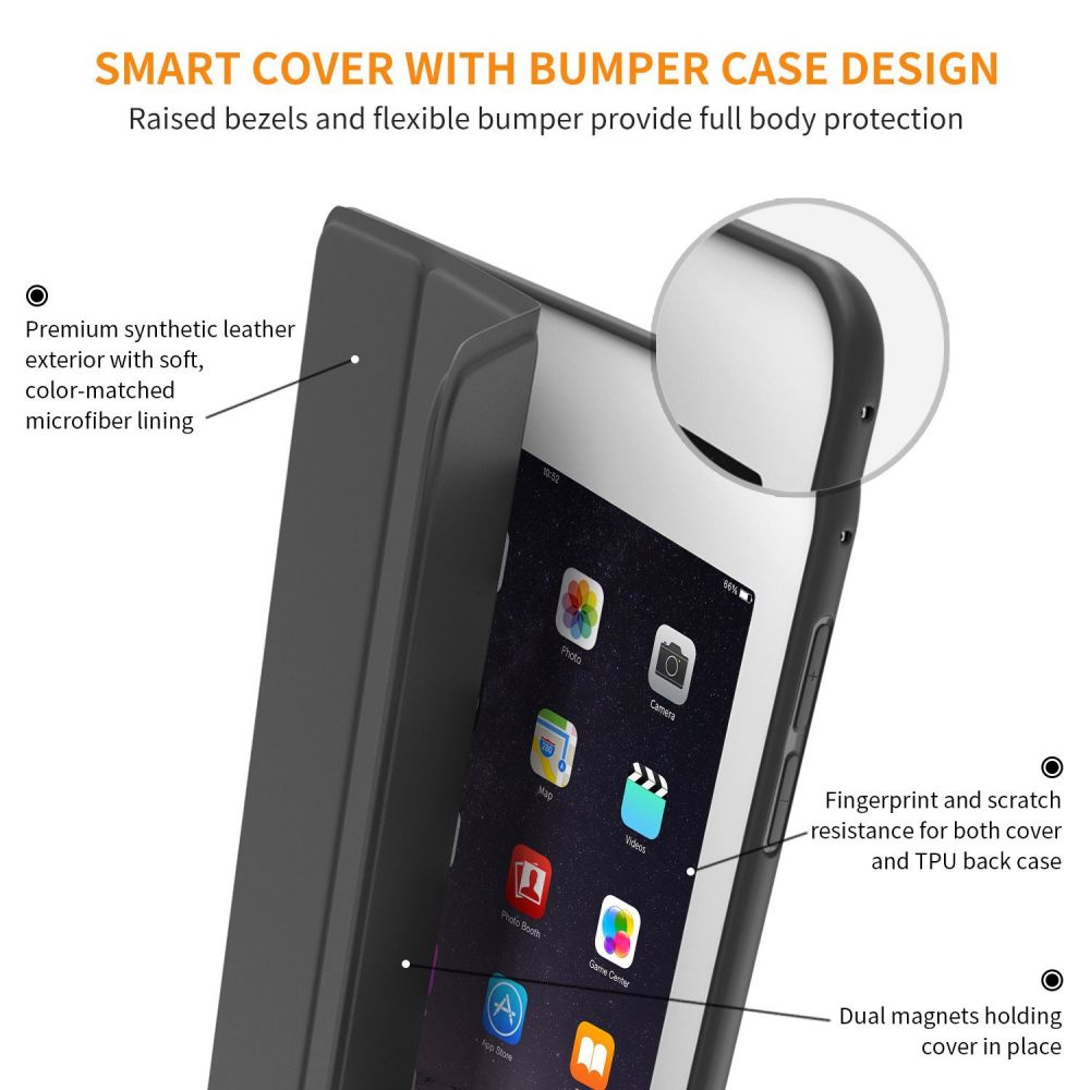 KRYT / OBAL PRE IPAD AIR 9.7 2 / 2014 TECH-PROTECT SMARTCASE BLACK