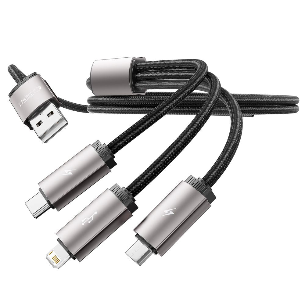 KÁBEL 3IN1TECH-PROTECT ULTRABOOST LIGHTNING & TYPE-C & MICRO-USB CABLE 3.5A 100CM GREY