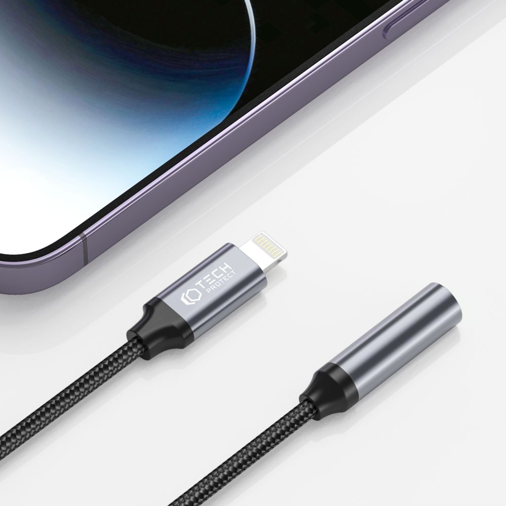 KÁBEL  TECH-PROTECT ULTRABOOST ADAPTER LIGHTNING TO MINI JACK 3.5MM BLACK