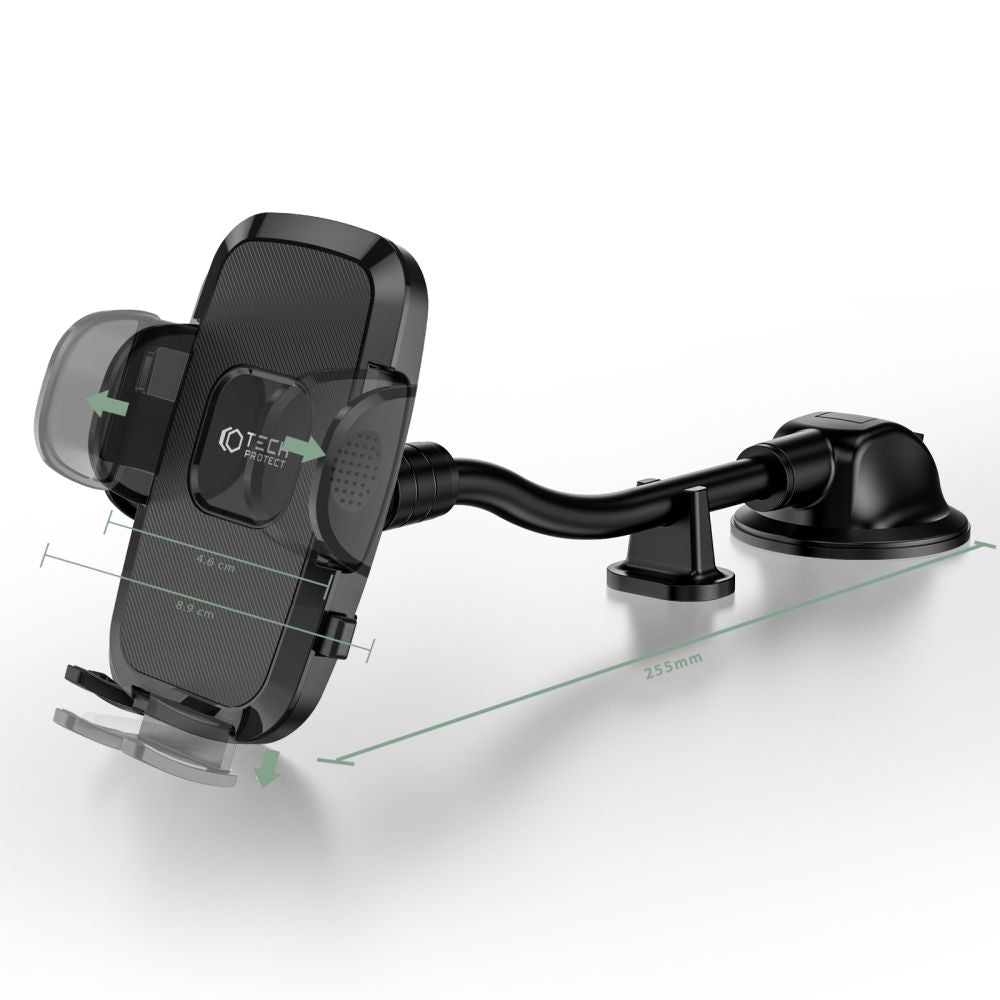 DRŽIAK MOBILU DO AUTA TECH-PROTECT V3 UNIVERSAL LONG ARM WINDSHIELD &amp; DASHBOARD CAR MOUNT BLACK