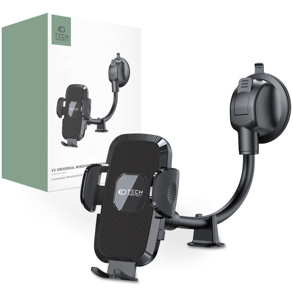 DRŽIAK MOBILU DO AUTA TECH-PROTECT V3 UNIVERSAL LONG ARM WINDSHIELD &amp; DASHBOARD CAR MOUNT BLACK