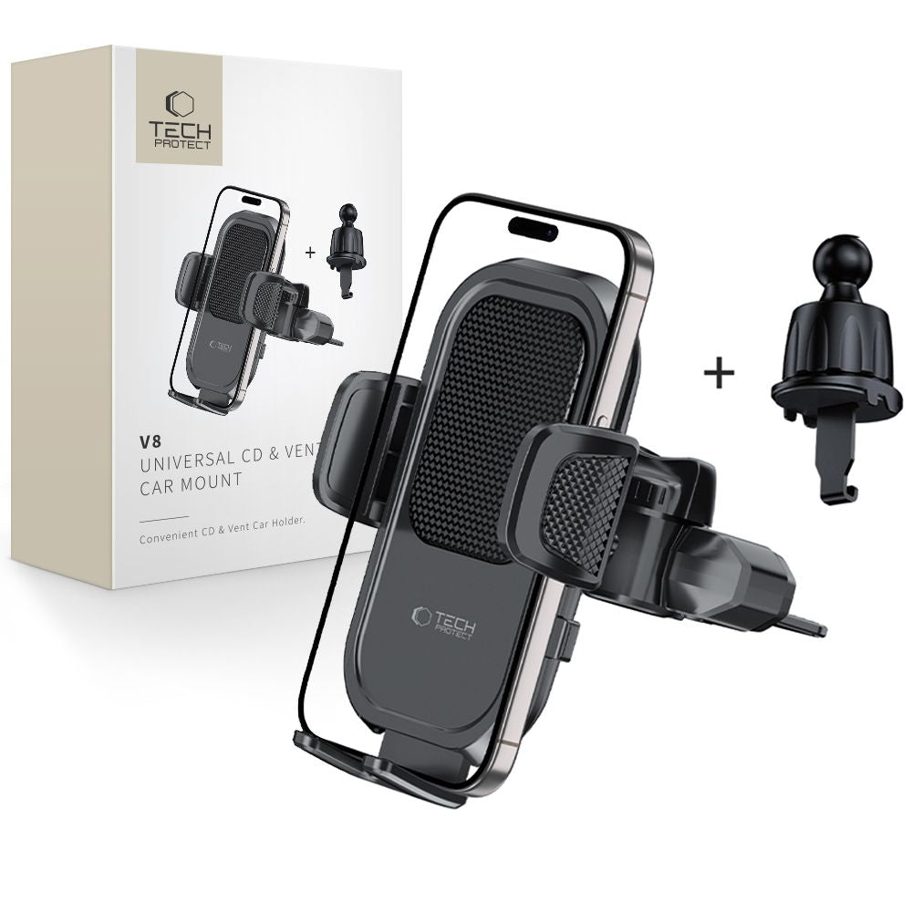DRŽIAK TELEFÓNU DO AUTA TECH-PROTECT V8 UNIVERSAL CD & VENT CAR MOUNT BLACK