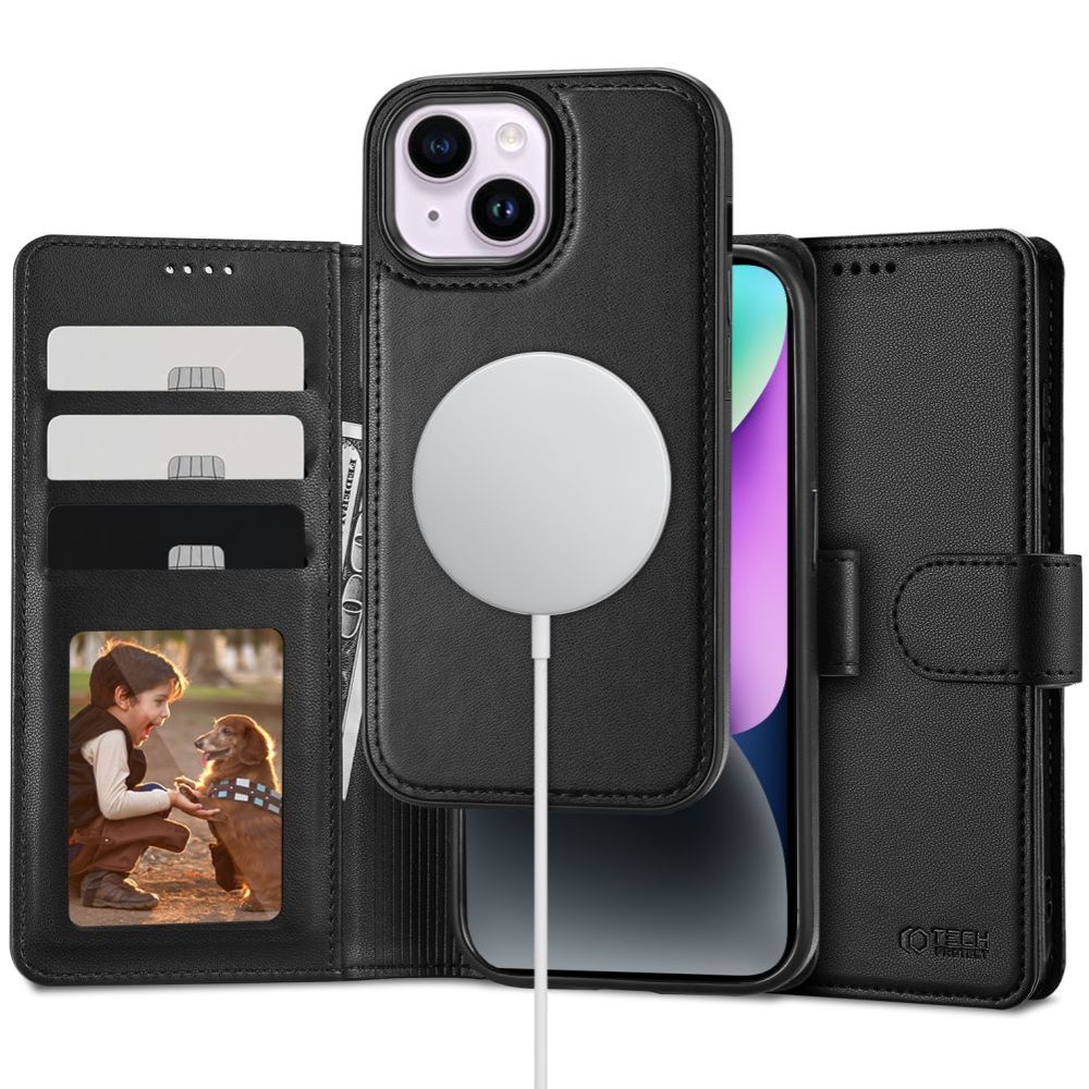 KNIŽKOVÝ KRYT TECH-PROTECT WALLET MAGSAFE IPHONE 15 BLACK