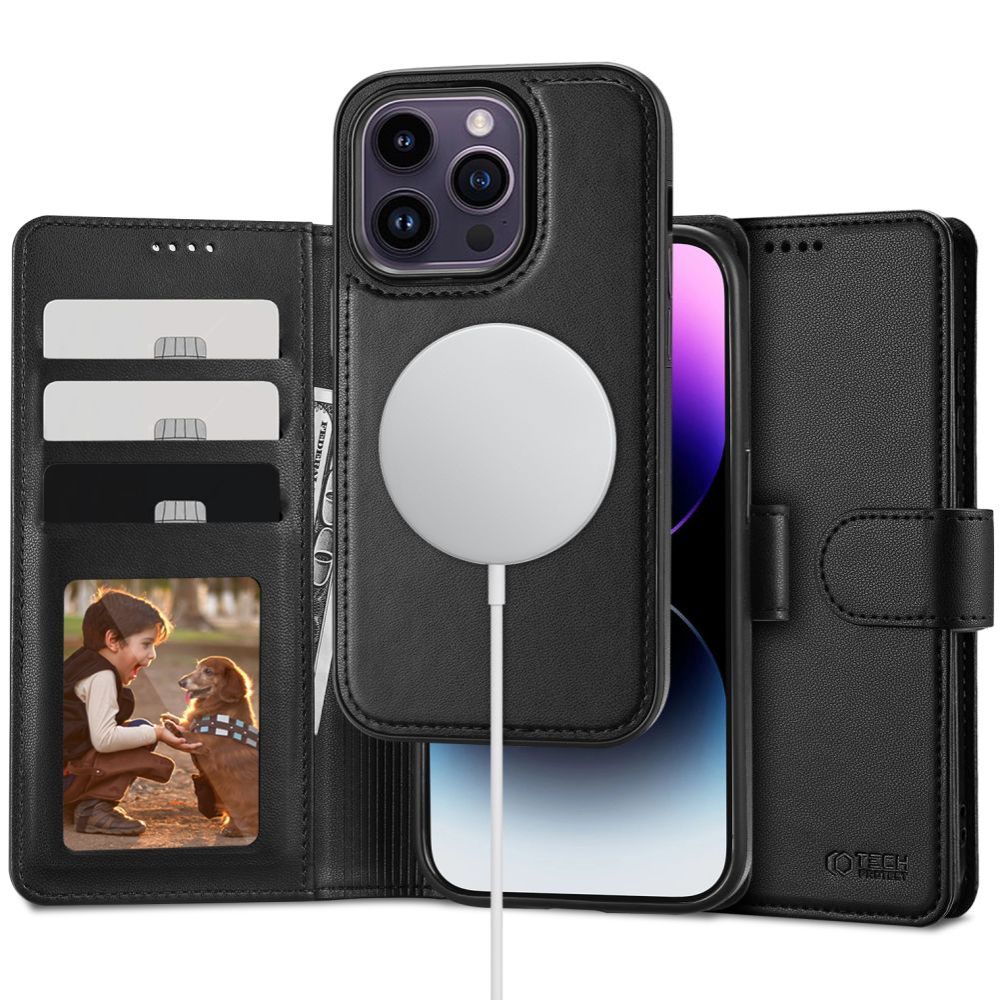 KNIŽKOVÝ KRYT TECH-PROTECT WALLET MAGSAFE IPHONE 15 PRO BLACK