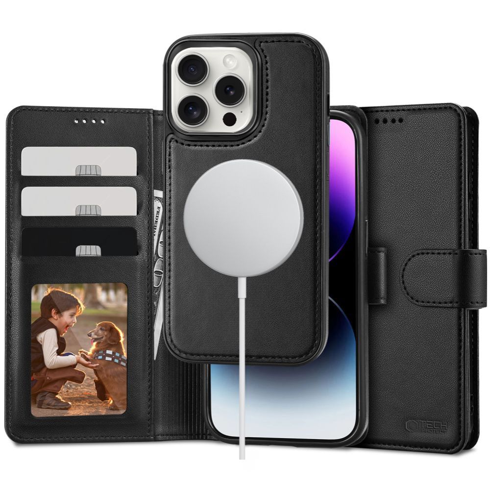 KRYT NA IPHONE 16 PRO MAX TECH-PROTECT WALLET MAGSAFE BLACK
