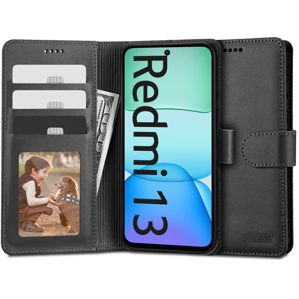 KNIŽKOVÝ KRYT TECH-PROTECT WALLET XIAOMI REDMI 13 BLACK
